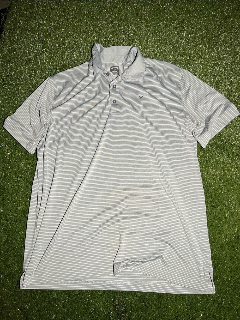 Men's Callaway XL Light Gray/Blue Striped Performance Opti-Dri Polo